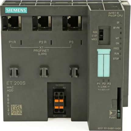 Siemens SIMATIC DP IM151-8 PN/DP CPU для ET200S, 192 КБ, Profinet, без батареи